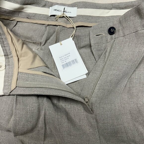 NWT Skall Studio Joan Wide Leg High Waisted Pleated Linen Pants 36 - Picture 5 of 14